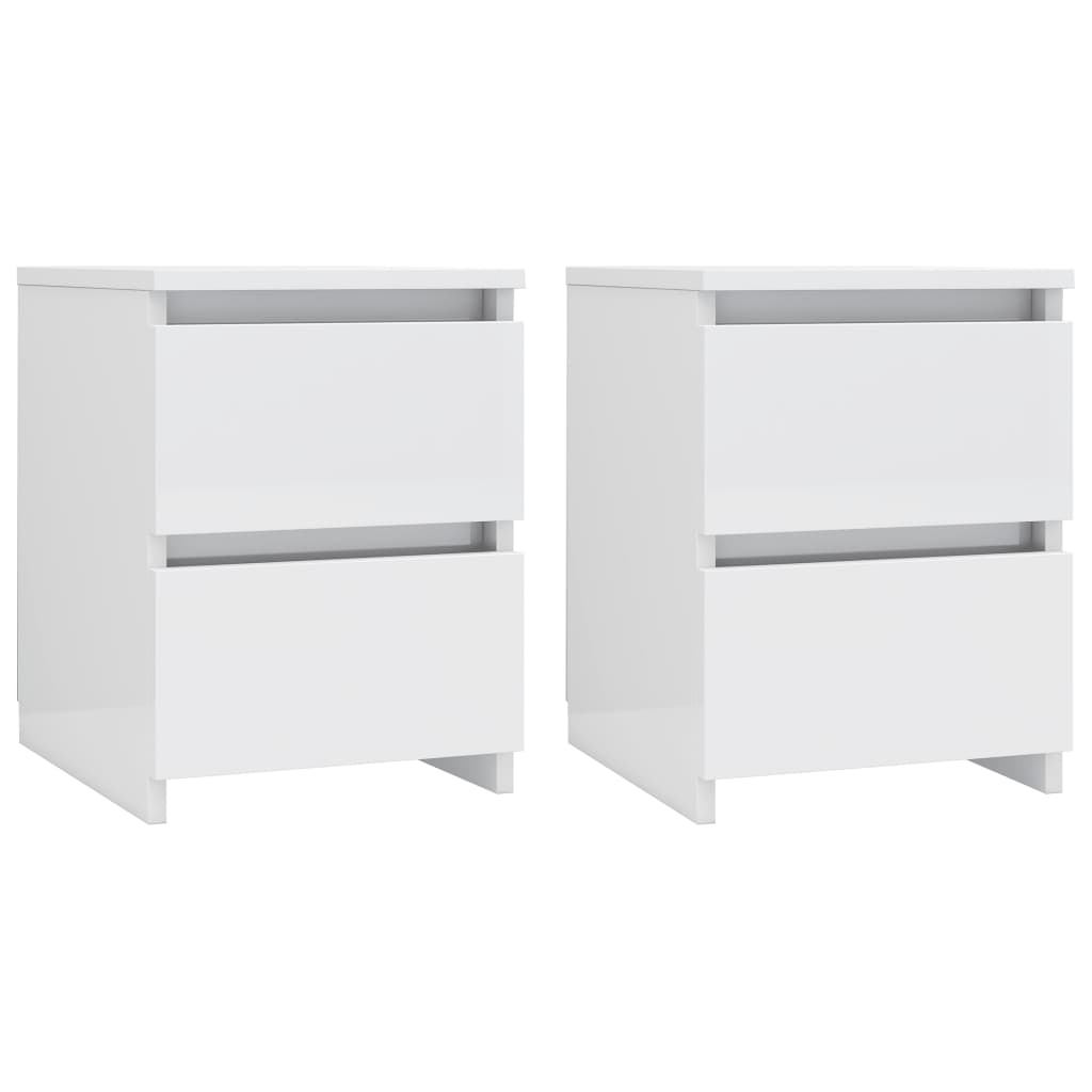 NNEVL Bedside Cabinets 2 pcs High Gloss White 30x30x40 cm Engineered Wood-1