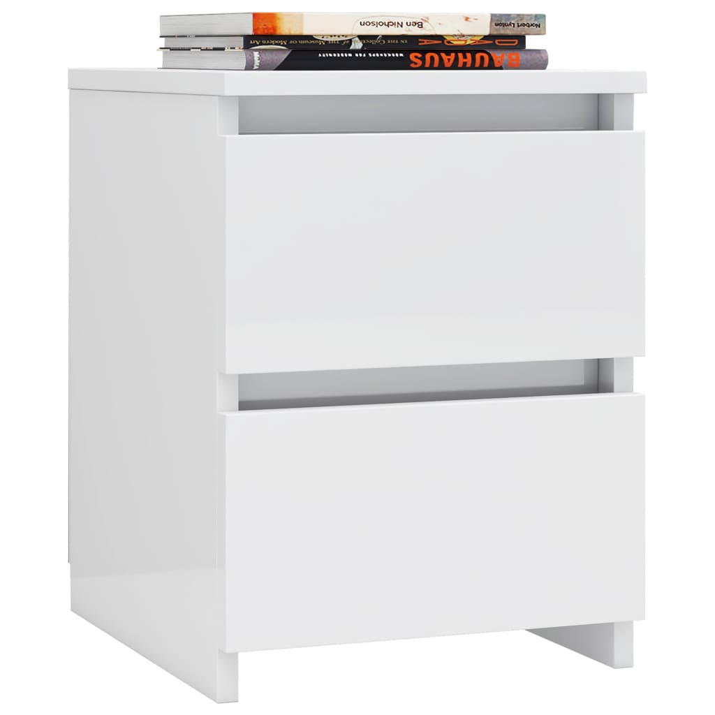 NNEVL Bedside Cabinets 2 pcs High Gloss White 30x30x40 cm Engineered Wood-2