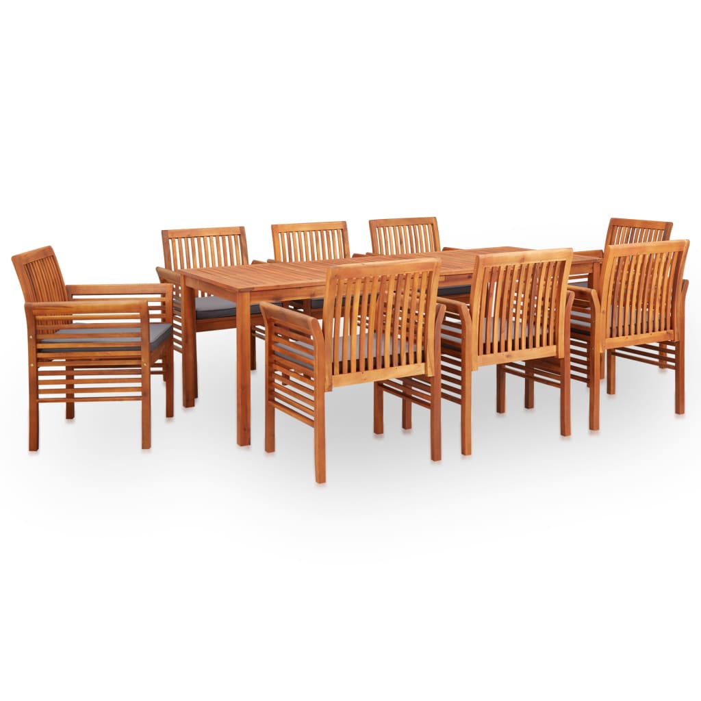 NNEVL 9 Piece Outdoor Dining Set with Cushions Solid Wood Acacia-0
