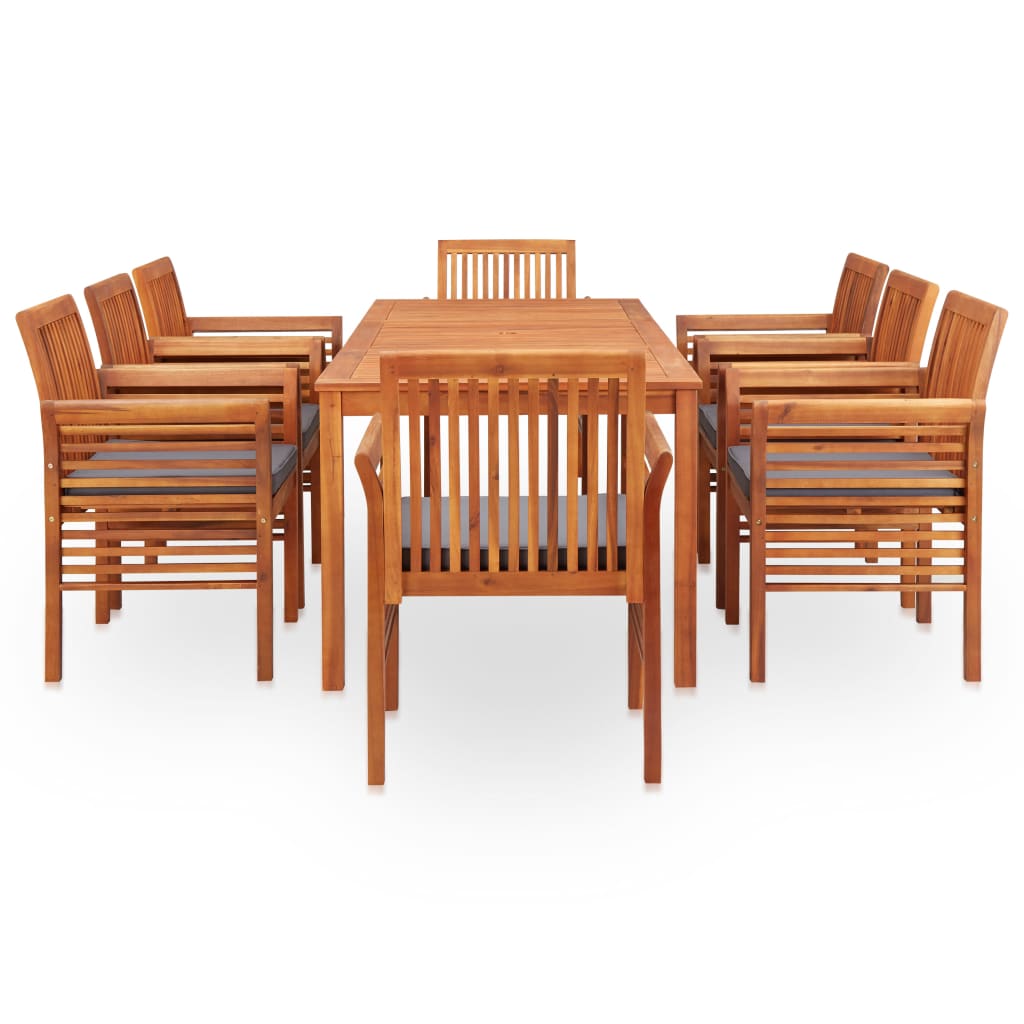 NNEVL 9 Piece Outdoor Dining Set with Cushions Solid Wood Acacia-2