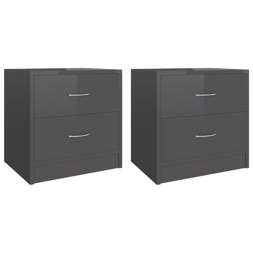 NNEVL Bedside Cabinets 2 pcs High Gloss Grey 40x30x40 cm Chipboard-1