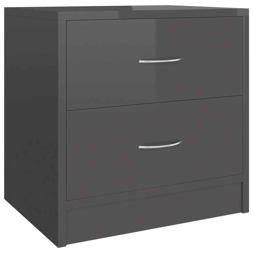 NNEVL Bedside Cabinets 2 pcs High Gloss Grey 40x30x40 cm Chipboard-3