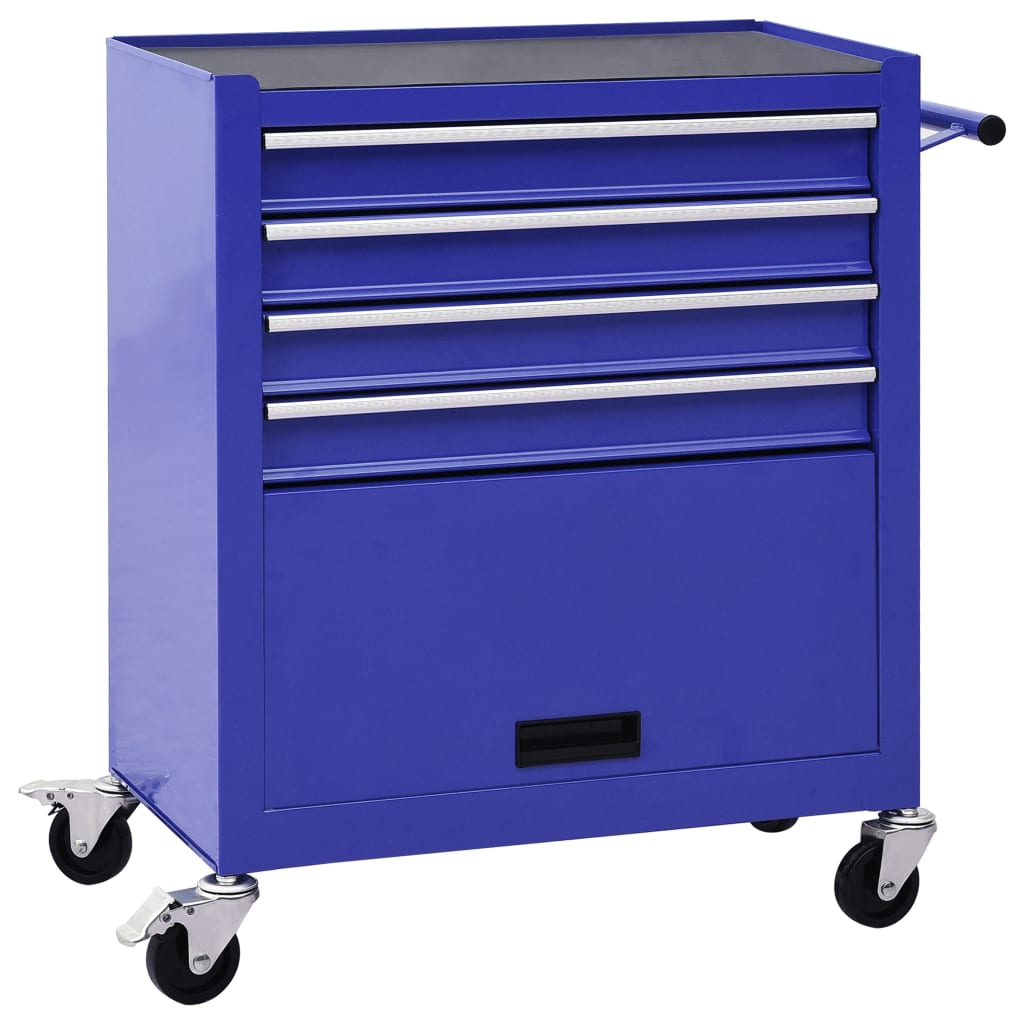 NNEVL Tool Trolley with 4 Drawers Steel Blue-0