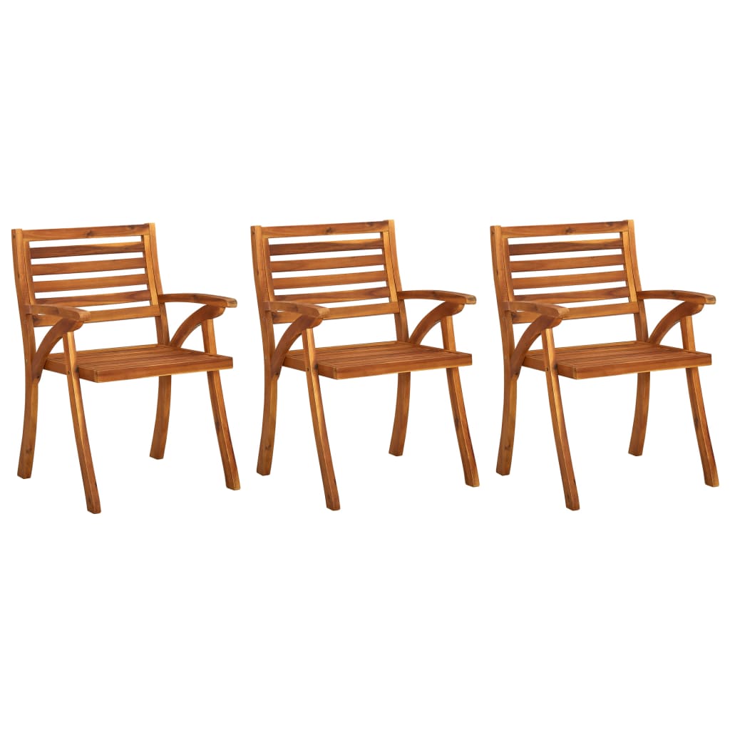 NNEVL Garden Chairs 3 pcs Solid Acacia Wood-0