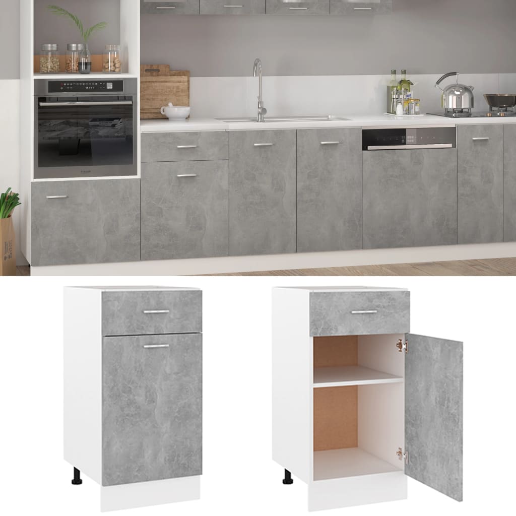 NNEVL Drawer Bottom Cabinet Concrete Grey 40x46x81.5 cm Chipboard-1
