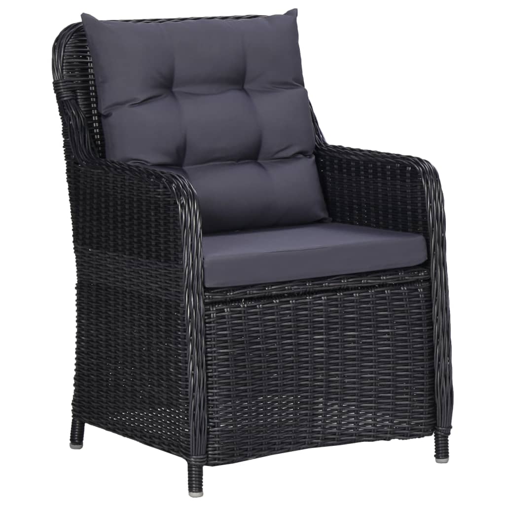NNEVL 11 Piece Outdoor Dining Set Poly Rattan Black-3