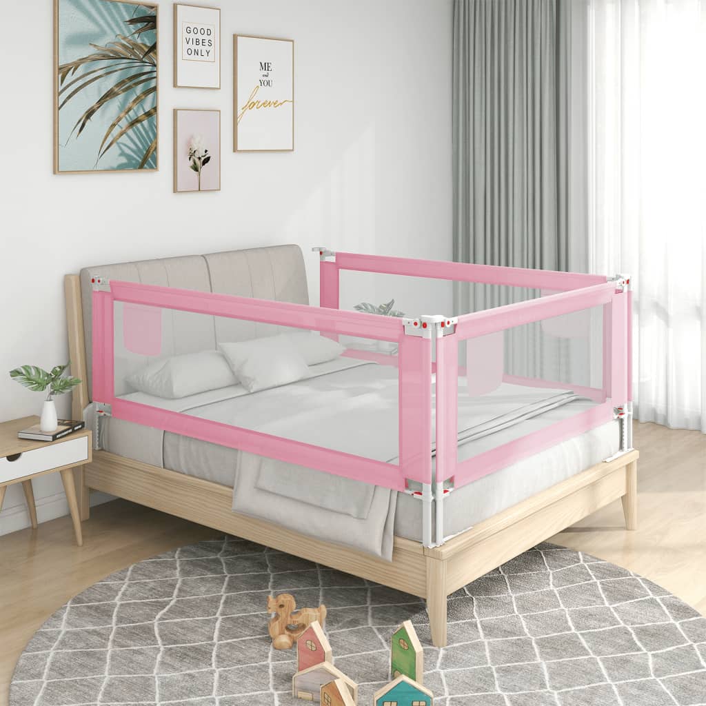 NNEVL Toddler Safety Bed Rail Pink 140x25 cm Fabric-0