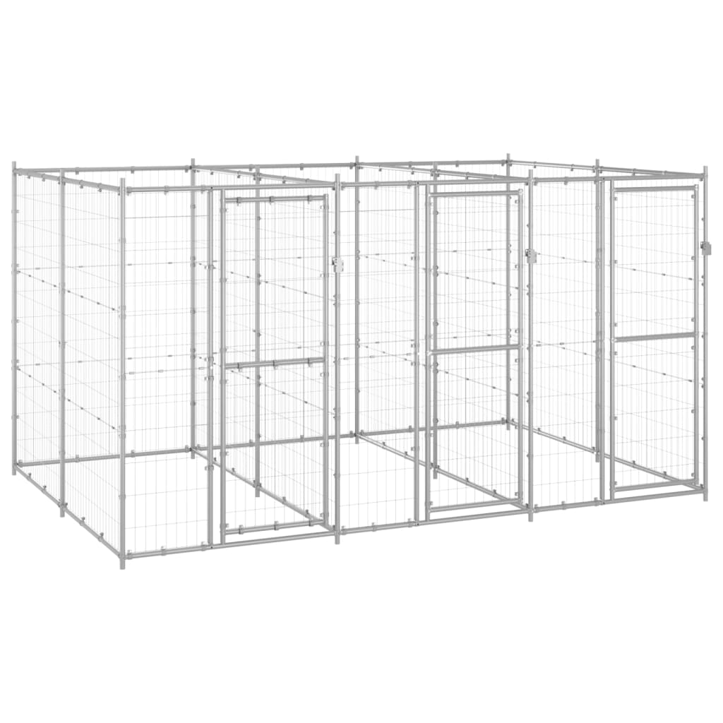 NNEVL Outdoor Dog Kennel Galvanised Steel 7.26 m²-0