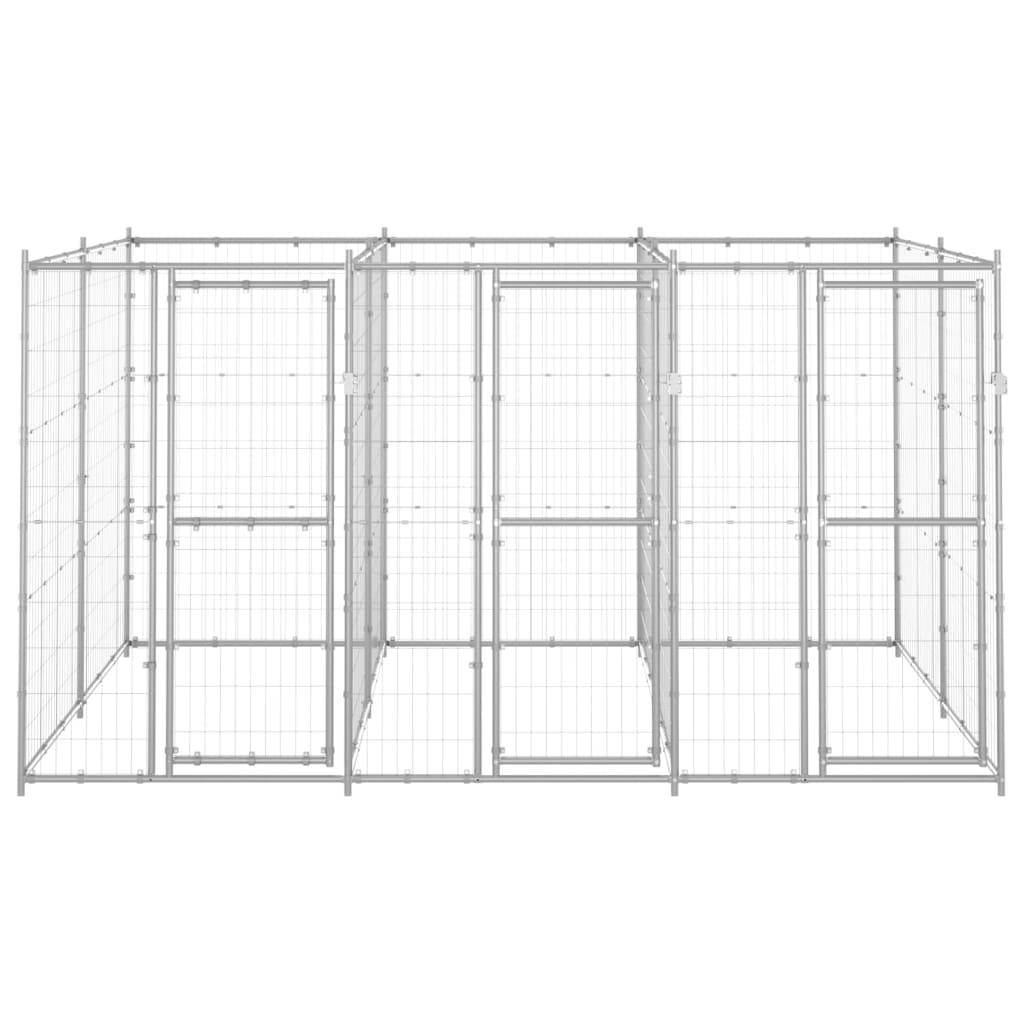 NNEVL Outdoor Dog Kennel Galvanised Steel 7.26 m²-1