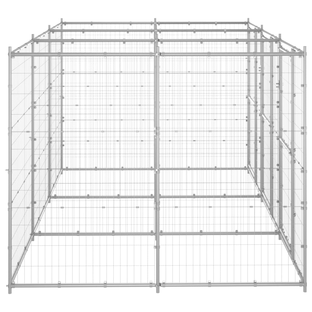 NNEVL Outdoor Dog Kennel Galvanised Steel 7.26 m²-2