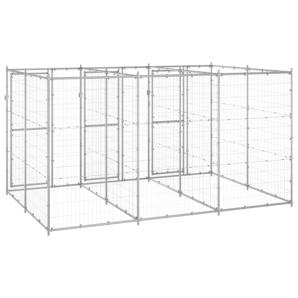NNEVL Outdoor Dog Kennel Galvanised Steel 7.26 m²-3
