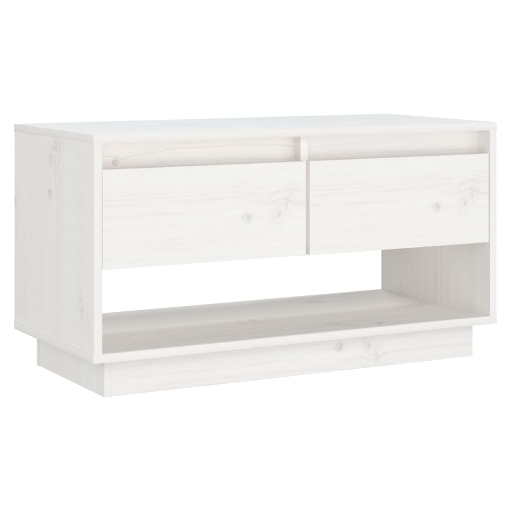 NNEVL TV Cabinet White 74x34x40 cm Solid Wood Pine-1