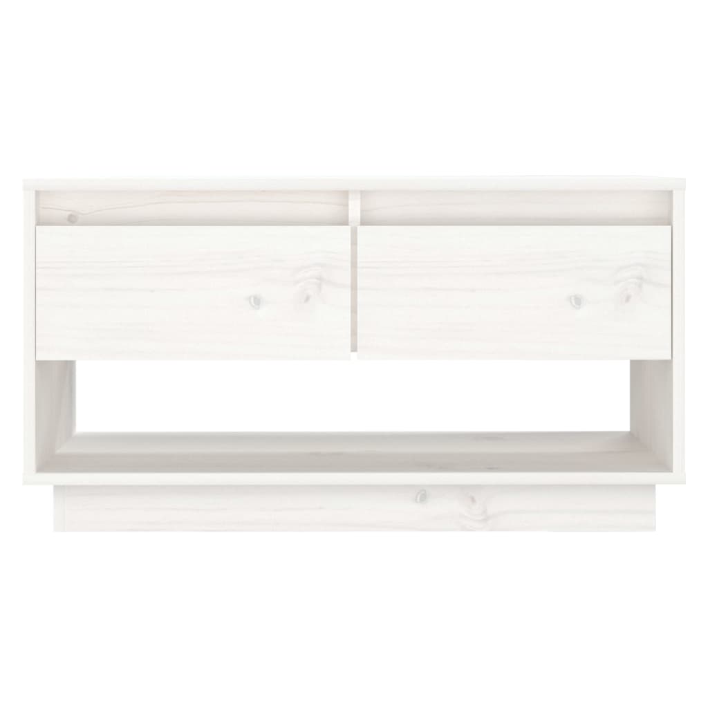 NNEVL TV Cabinet White 74x34x40 cm Solid Wood Pine-2