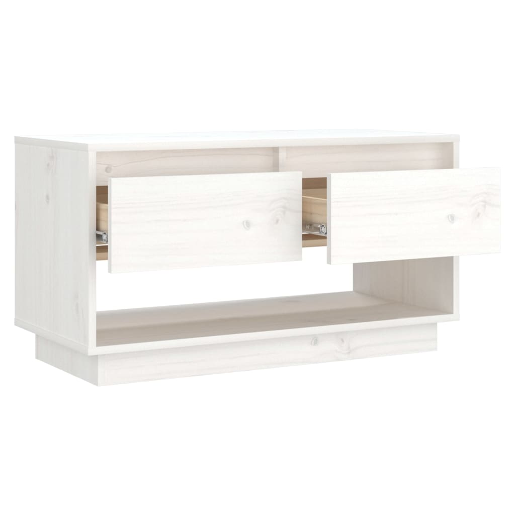 NNEVL TV Cabinet White 74x34x40 cm Solid Wood Pine-3