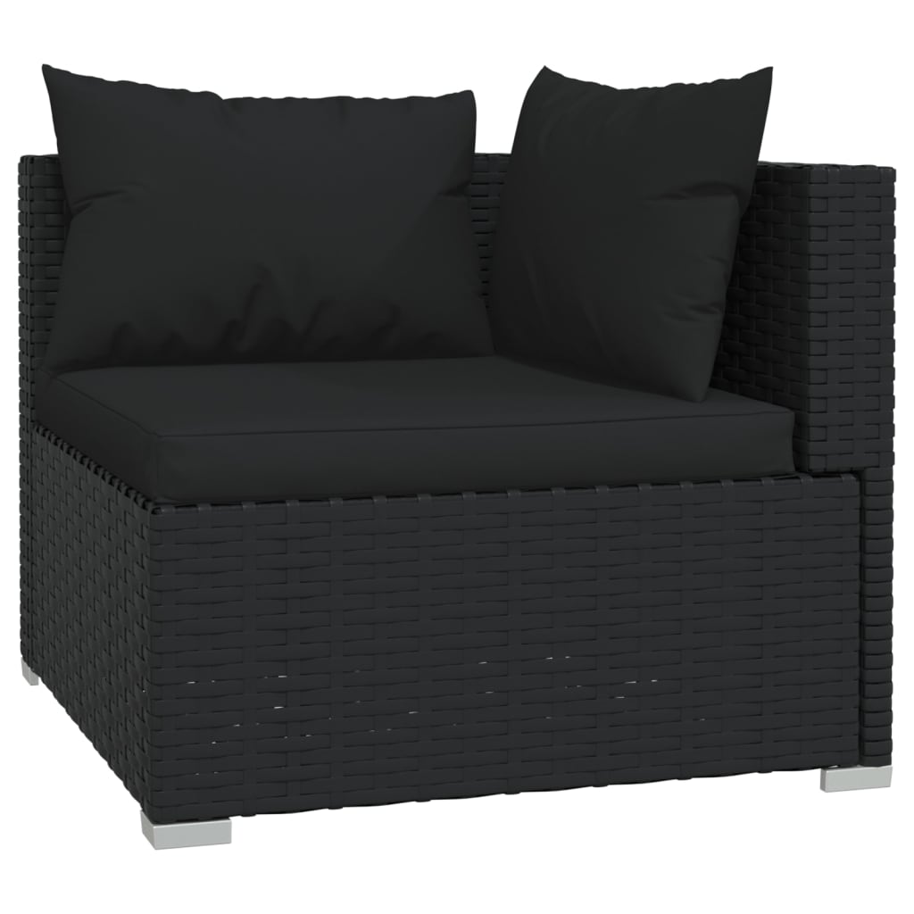 NNEVL 8 Piece Garden Lounge Set with Cushions Poly Rattan Black-2