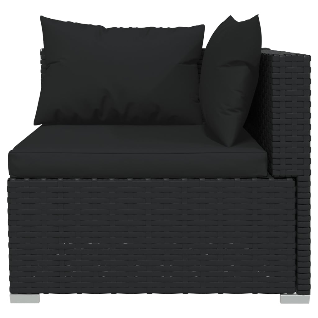 NNEVL 8 Piece Garden Lounge Set with Cushions Poly Rattan Black-3