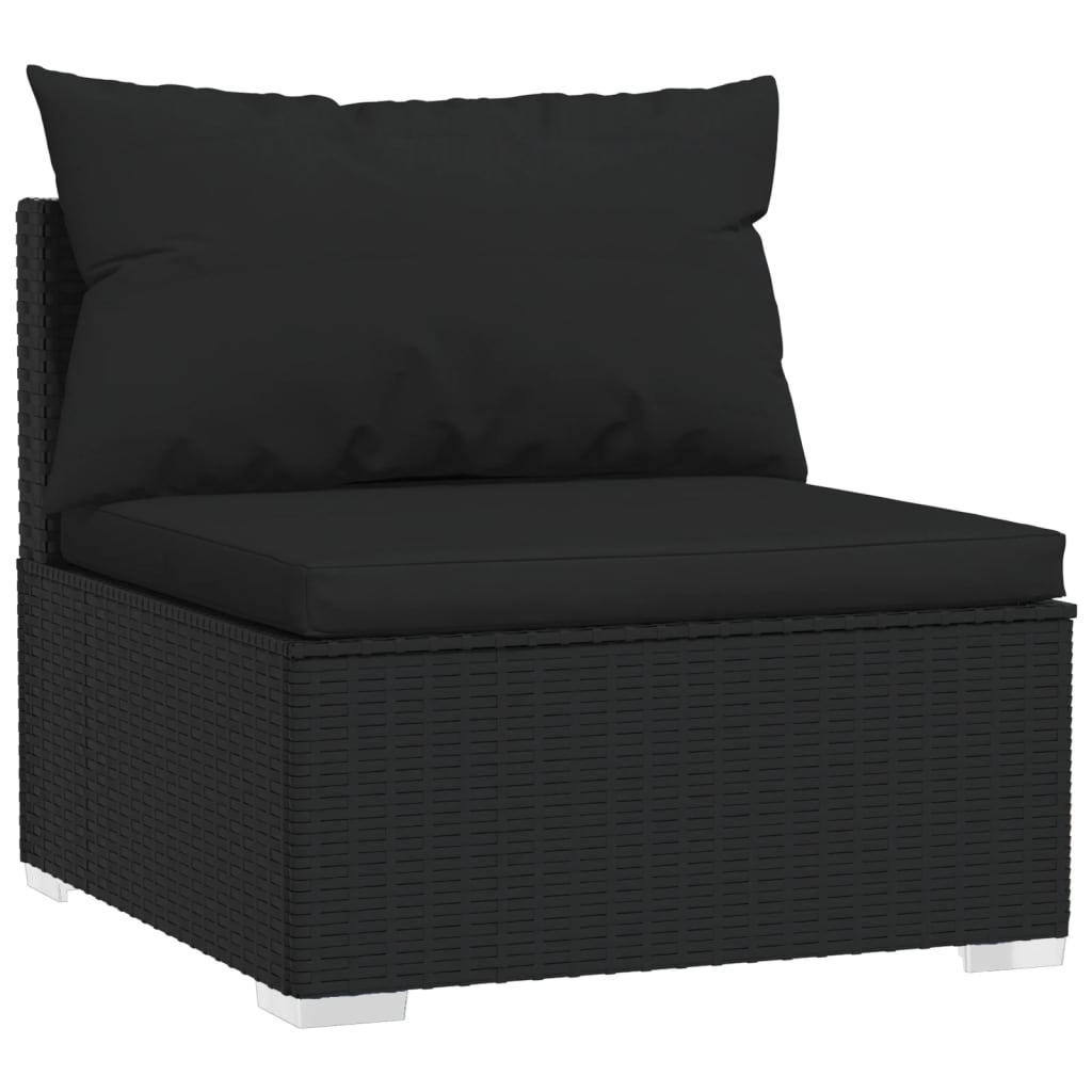 NNEVL 8 Piece Garden Lounge Set with Cushions Poly Rattan Black-4