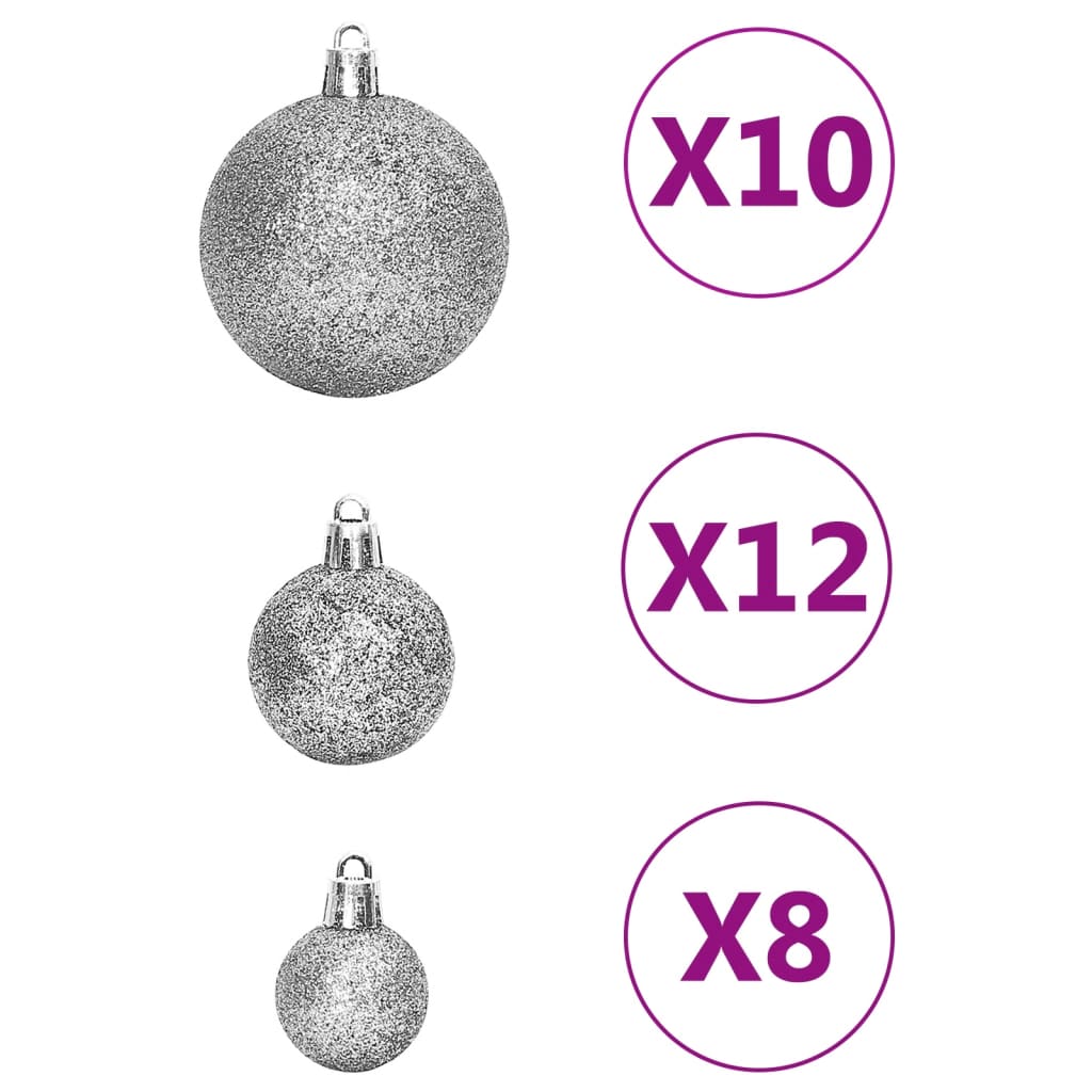 NNEVL 111 Piece Christmas Bauble Set Silver Polystyrene-4