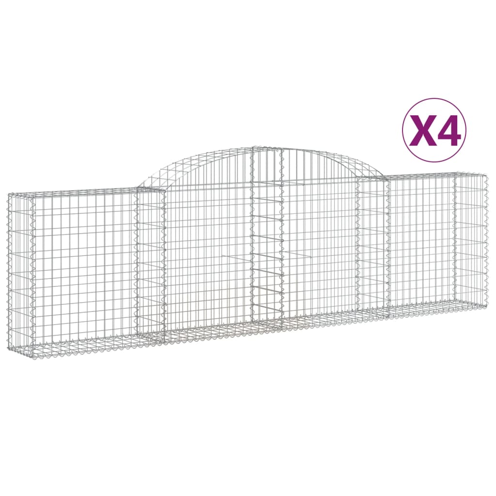NNEVL Arched Gabion Baskets 4 pcs 300x30x80/100 cm Galvanised Iron-1