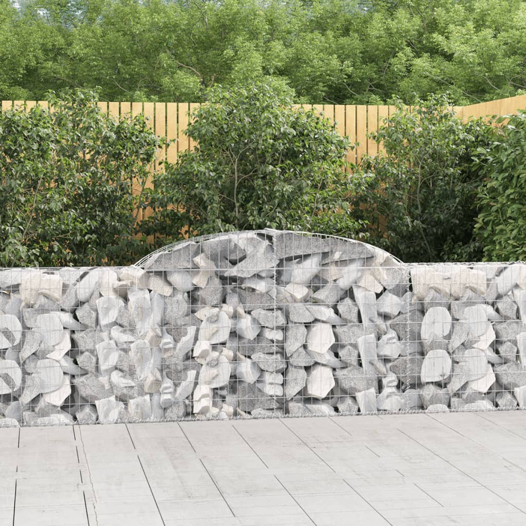 NNEVL Arched Gabion Baskets 4 pcs 300x30x80/100 cm Galvanised Iron-0