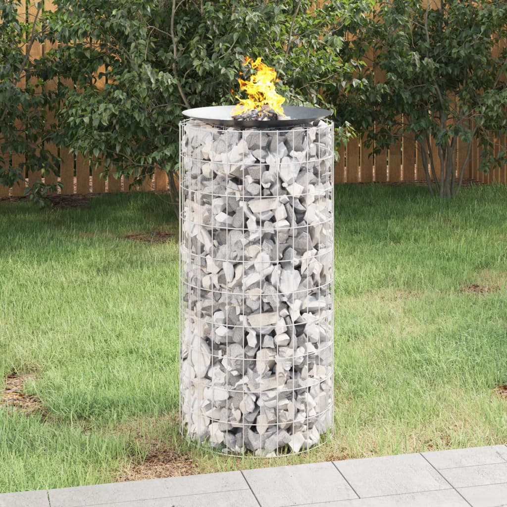 NNEVL Gabion Fire Pit Ø 50 cm Galvanised Iron-0