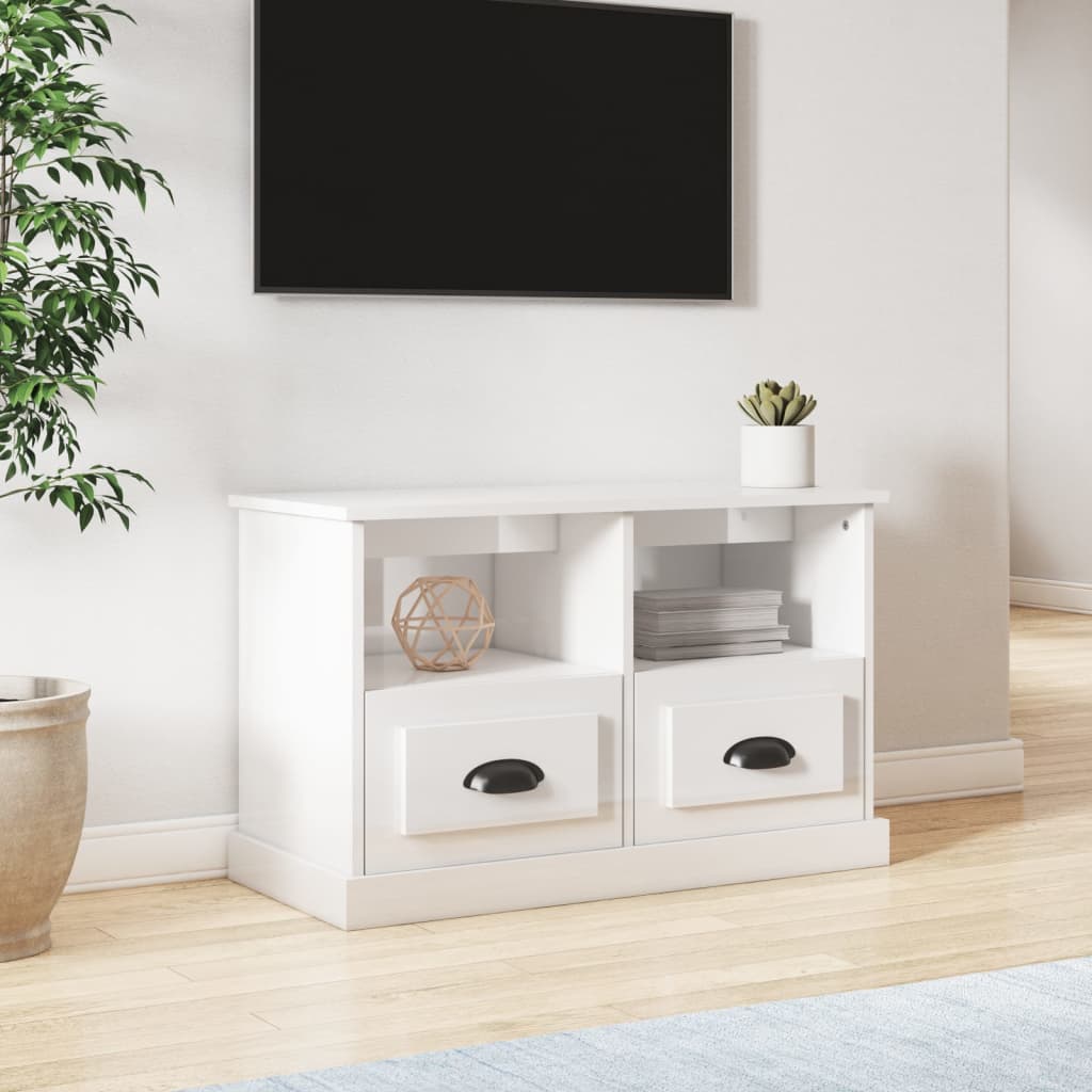 NNEVL TV Cabinet High Gloss White 80x35x50 cm Engineered Wood-0