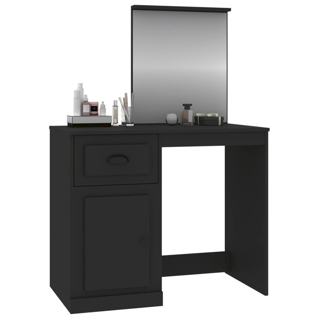 NNEVL Dressing Table with Mirror Black 90x50x132.5 cm Engineered Wood-3