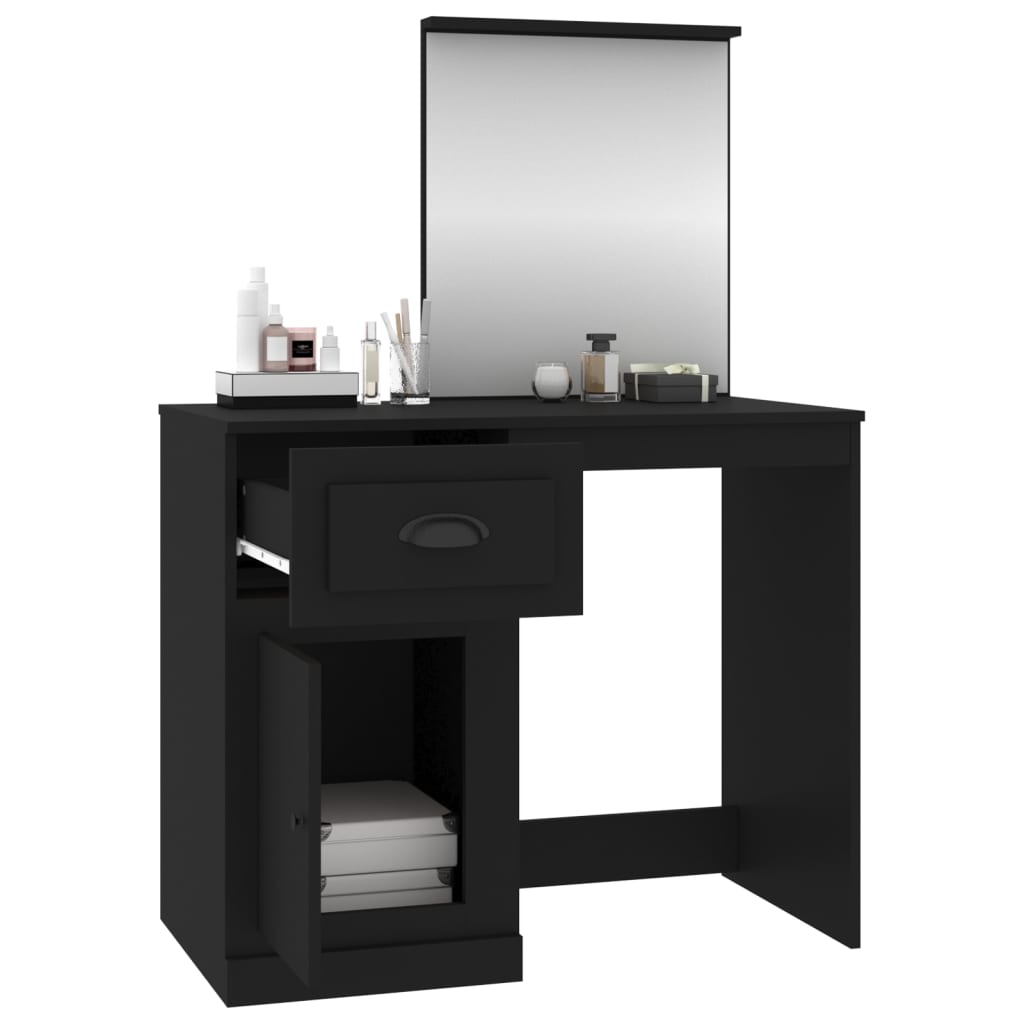 NNEVL Dressing Table with Mirror Black 90x50x132.5 cm Engineered Wood-4