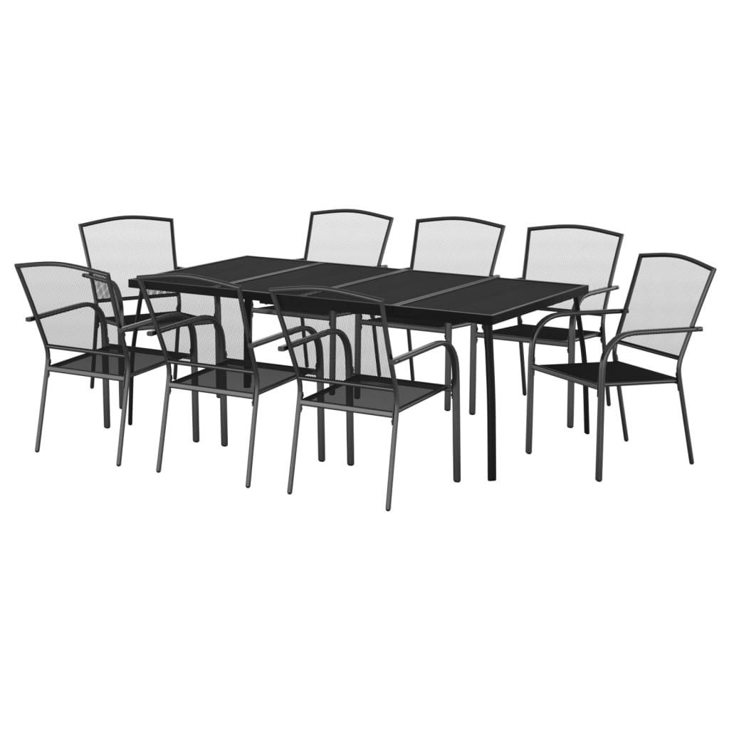 NNEVL 9 Piece Garden Dining Set Anthracite Steel-2