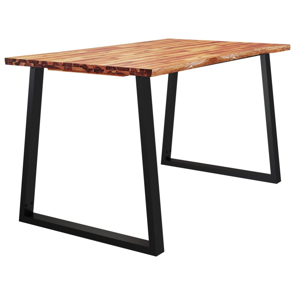 NNEVL Dining Table with Live Edge 140x80x75 cm Solid Wood Acacia-2