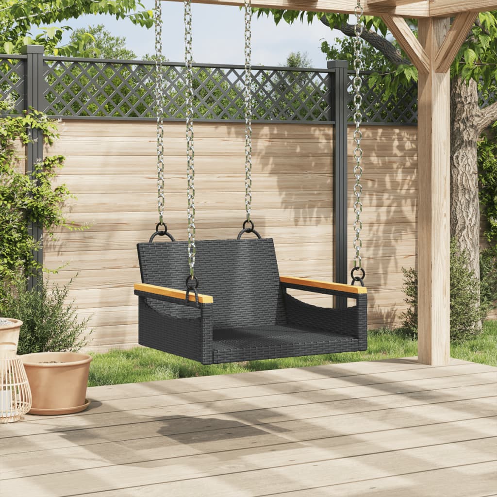 NNEVL Swing Bench Black 63x62x40 cm Poly Rattan-2