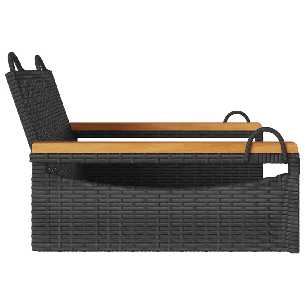 NNEVL Swing Bench Black 63x62x40 cm Poly Rattan-4