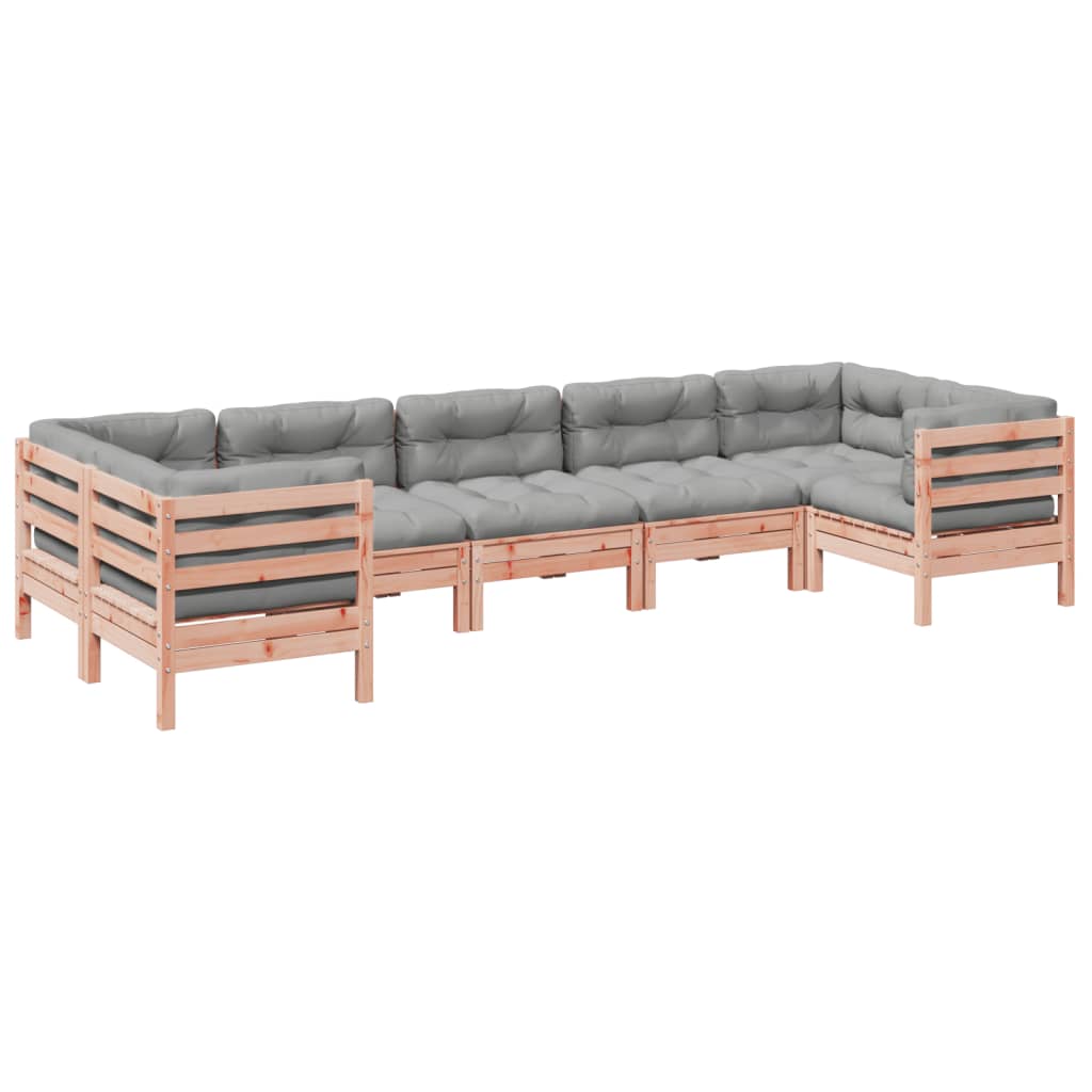 NNEVL 7 Piece Garden Sofa Set with Cushions Solid Wood Douglas Fir-1