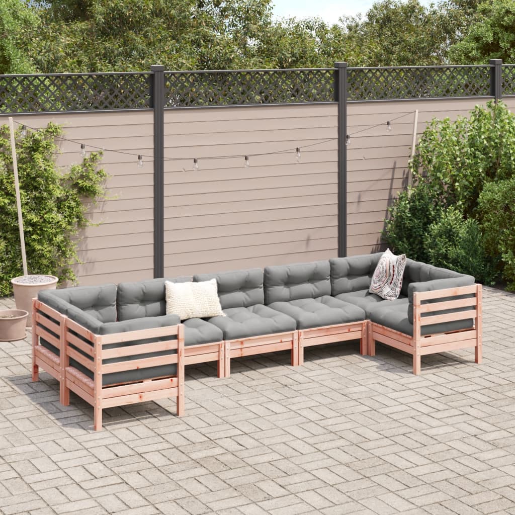 NNEVL 7 Piece Garden Sofa Set with Cushions Solid Wood Douglas Fir-2