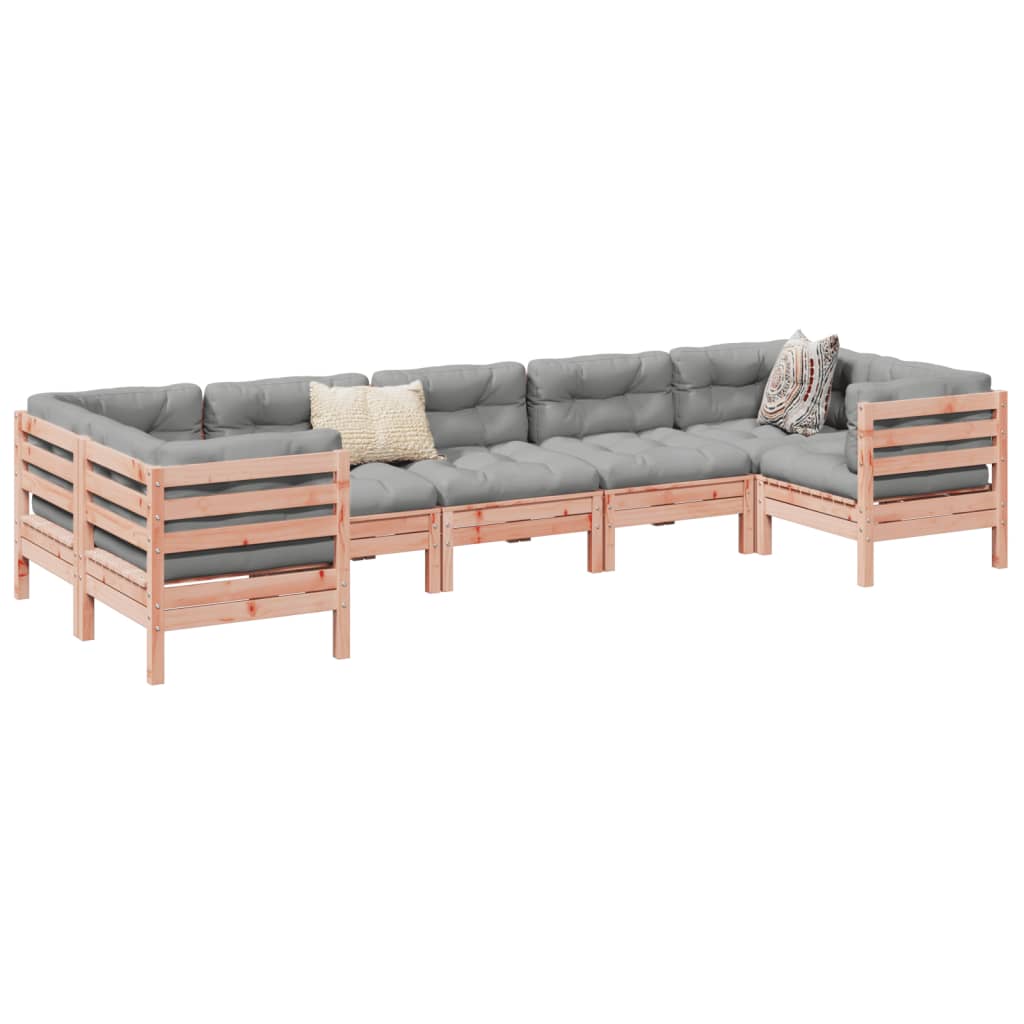 NNEVL 7 Piece Garden Sofa Set with Cushions Solid Wood Douglas Fir-0