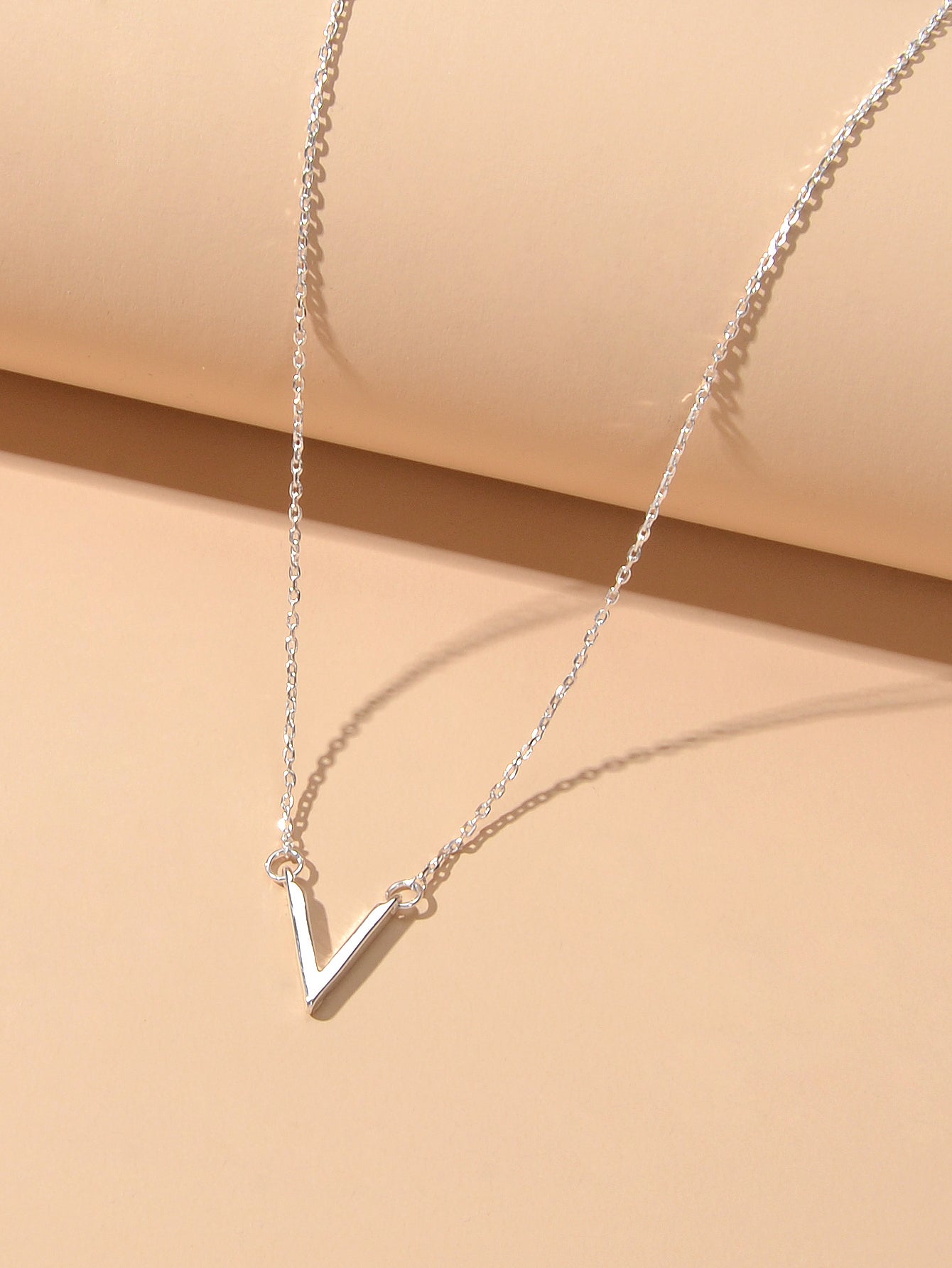 Initial V Pendant Necklace Victory Geometric Choker Boho Chain Lover Jewellery-4