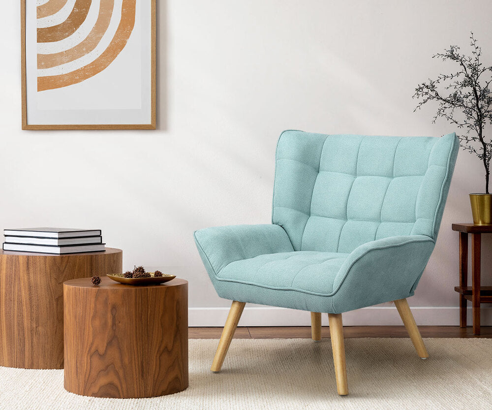 NNEED Armchair Fabric Upholstered Tub Chair Blue-2