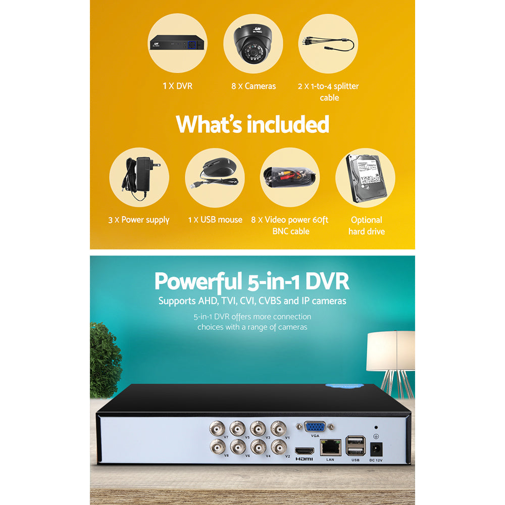 NNEDSZ -CCTV Security System 2TB 8CH DVR 1080P 8 Camera Sets-3