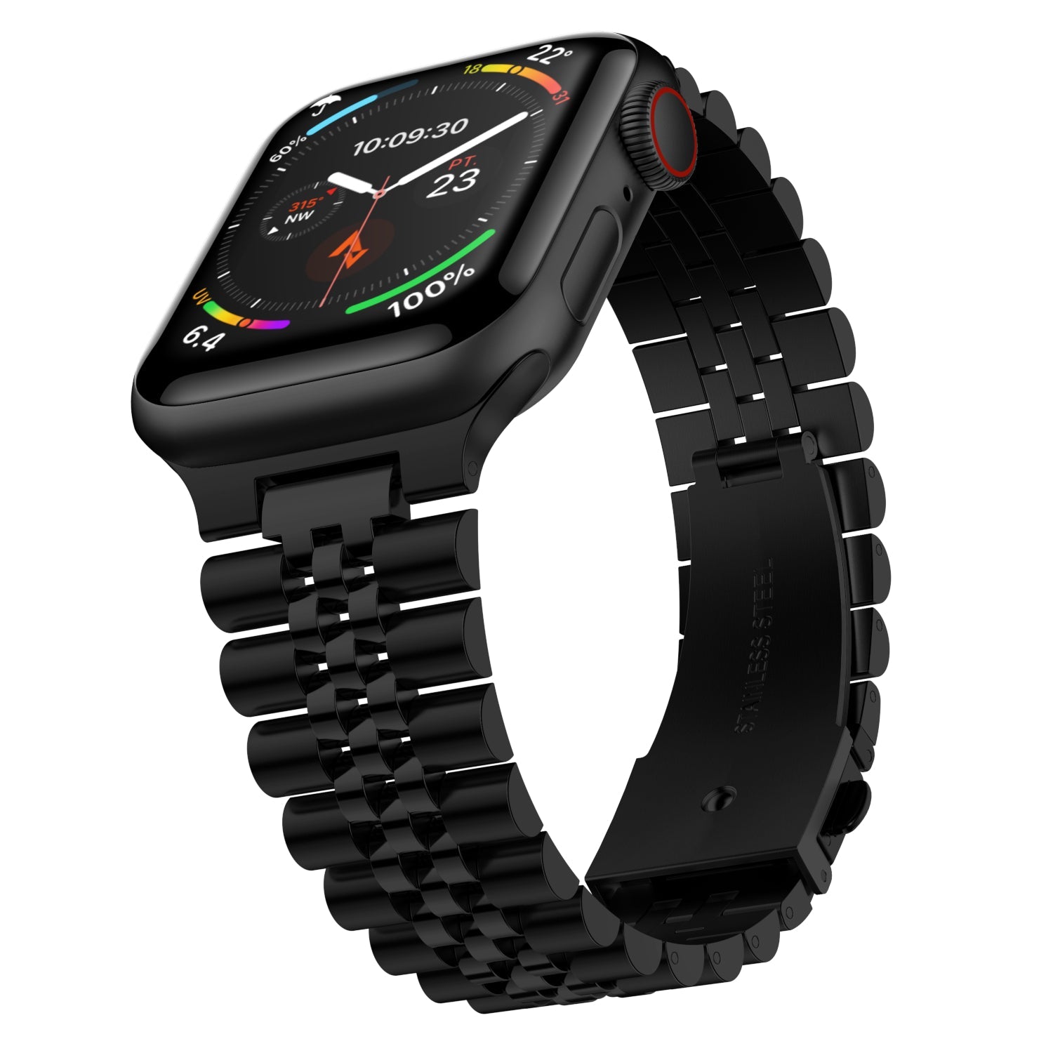 Stainless Steel Link Bracelet Band - The Perth in Black Small - Compatible with Apple Watch Size 38mm to 41mm-0