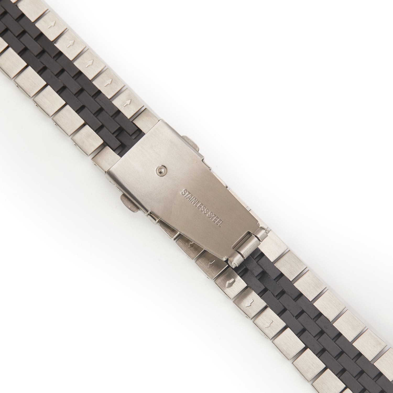 Stainless Steel Link Bracelet Band - The Perth in Silver and Black Large - Compatible with Apple Watch Size 42mm to 45mm-4