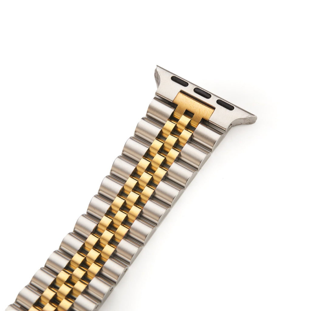 Stainless Steel Link Bracelet Band - The Perth in Silver and Gold Large - Compatible with Apple Watch Size 42mm to 45mm-2