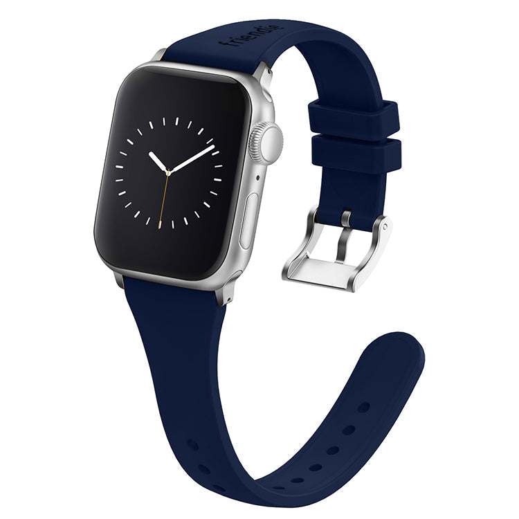 Silicone Band in Navy Blue with Silver Classic Buckle - The Gippsland - Compatible with Apple Watch Size 38mm to 41mm-0