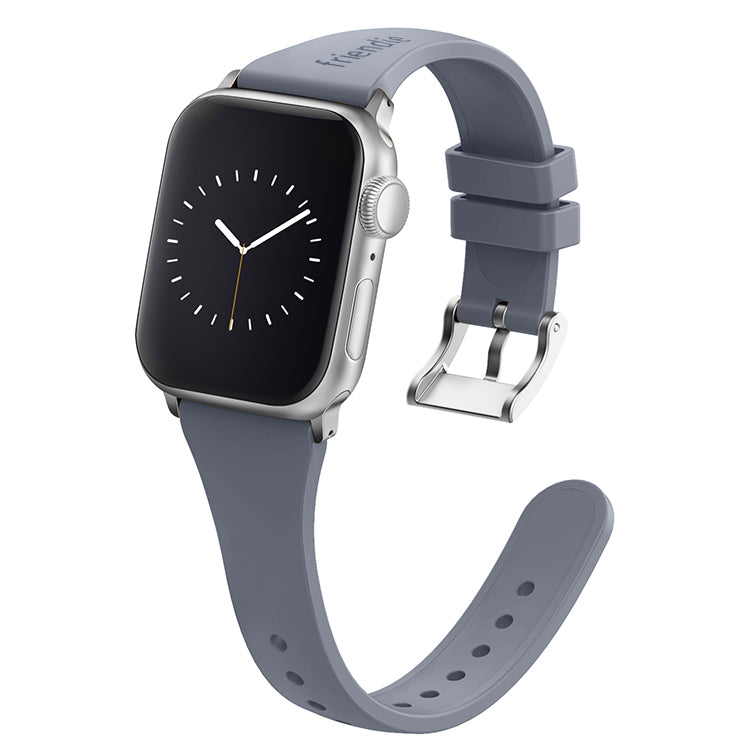 Silicone Band in Stardust Grey with Silver Classic Buckle - The Gippsland - Compatible with Apple Watch Size 38mm to 41mm-0