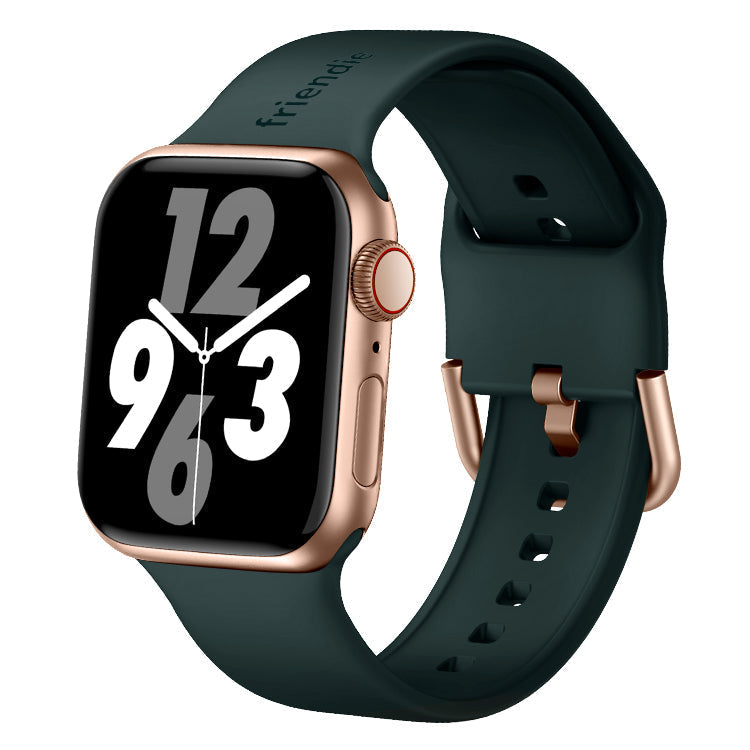 Silicone Band in Royal Green with Gold Modern Buckle - The Byron - Compatible with Apple Watch Size 38mm to 41mm-0
