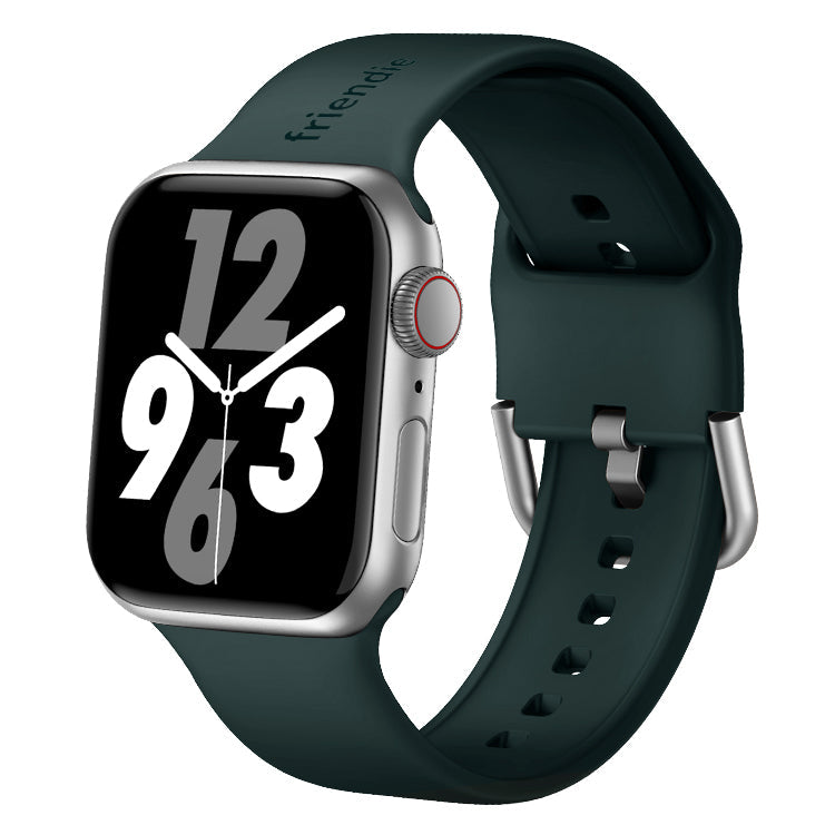 Silicone Band in Royal Green with Silver Modern Buckle - The Byron - Compatible with Apple Watch Size 38mm to 41mm-0
