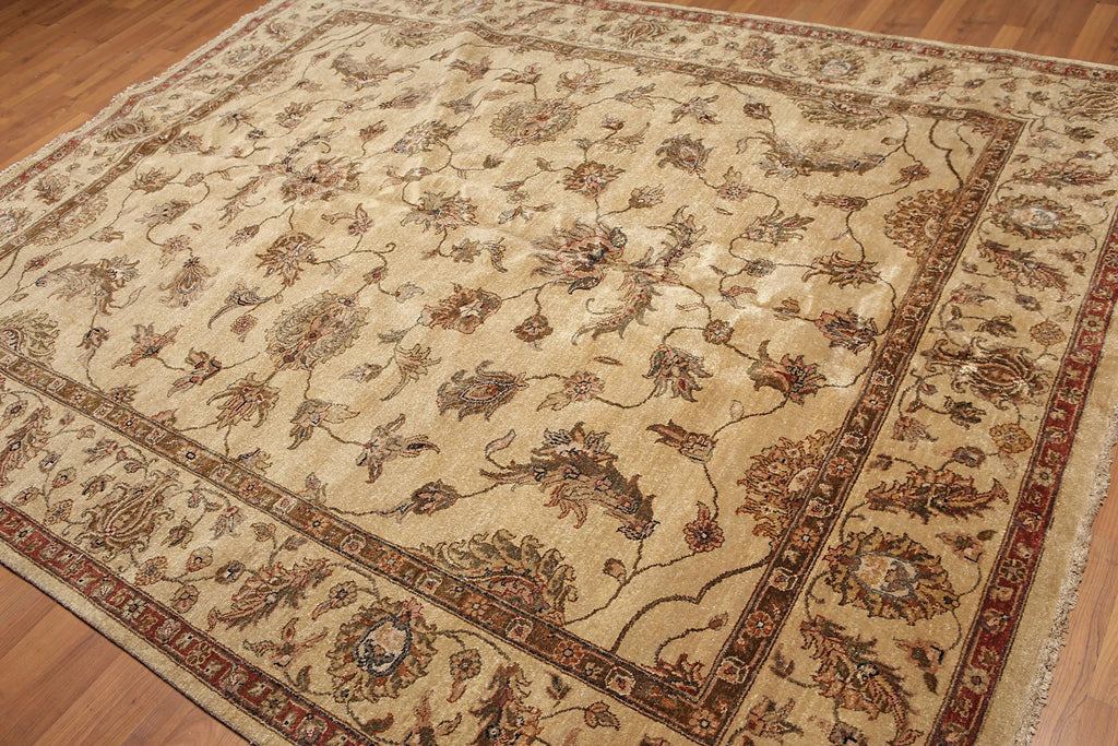 8' x 10’ High Sheen Agra Hand Knotted New Zealand 100% Wool Traditional Area Rug Tan