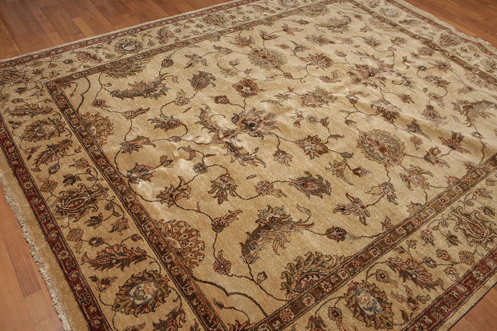 8' x 10’ High Sheen Agra Hand Knotted New Zealand 100% Wool Traditional Area Rug Tan
