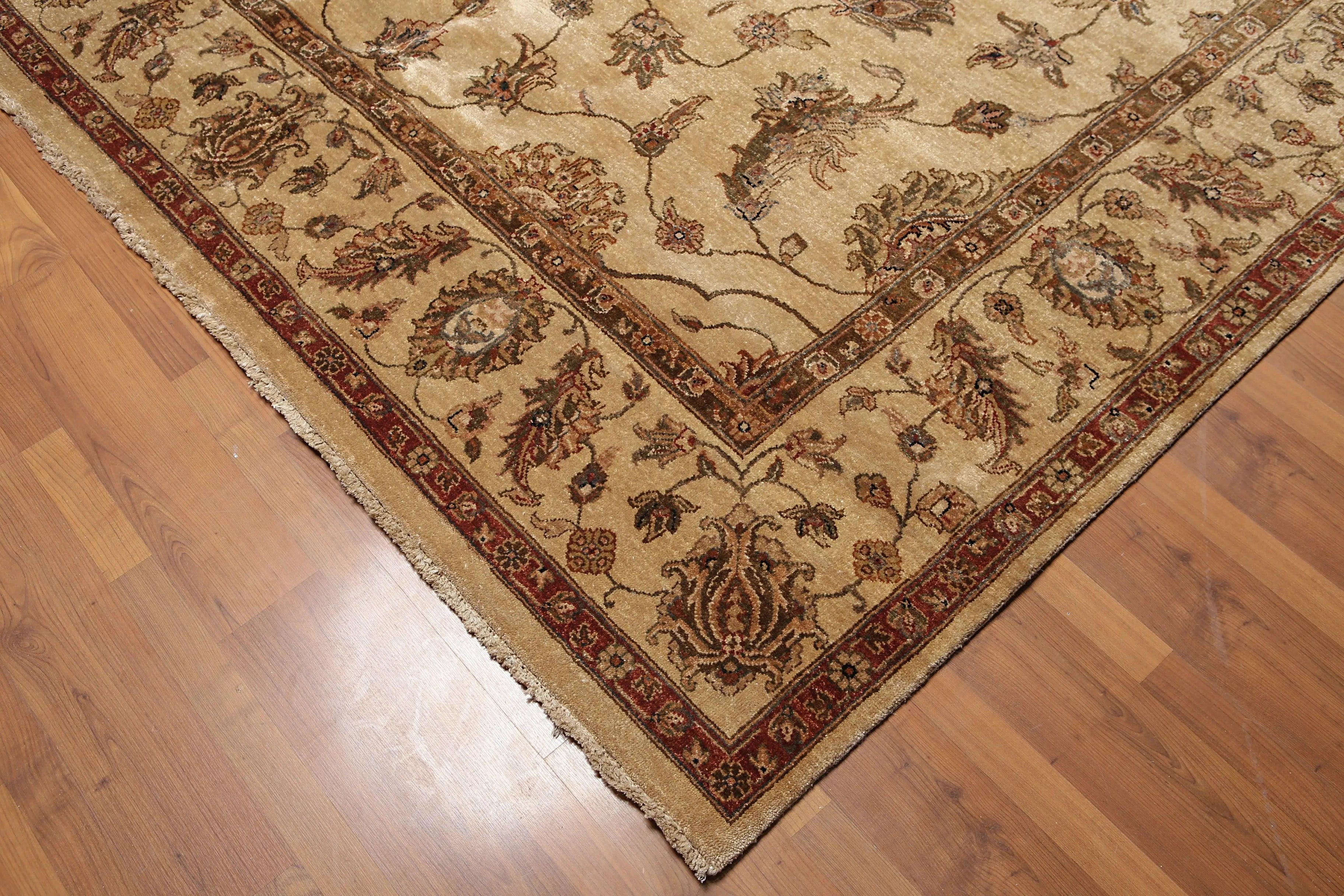 8' x 10’ High Sheen Agra Hand Knotted New Zealand 100% Wool Traditional Area Rug Tan