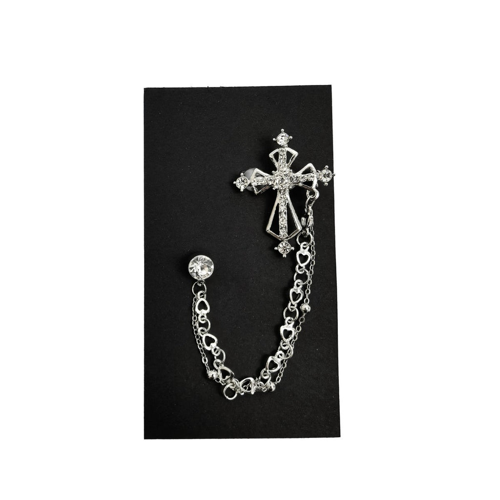Rhinestone Cross Brooch Lapel Pin-0