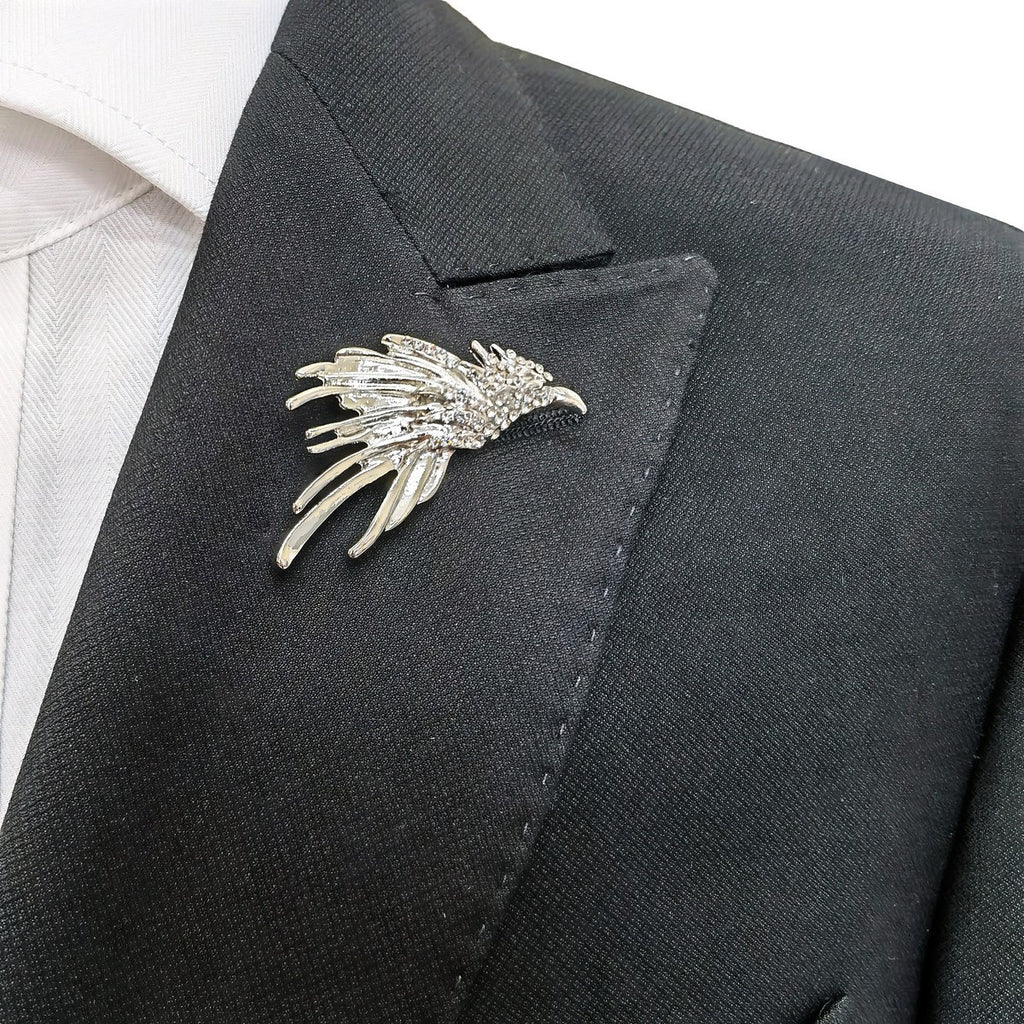 Silver Jewelled Phoenix Lapel Pin-1